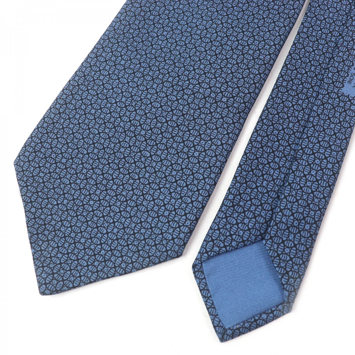 HERMES tie 7695 OA Main: 100% silk blue mens