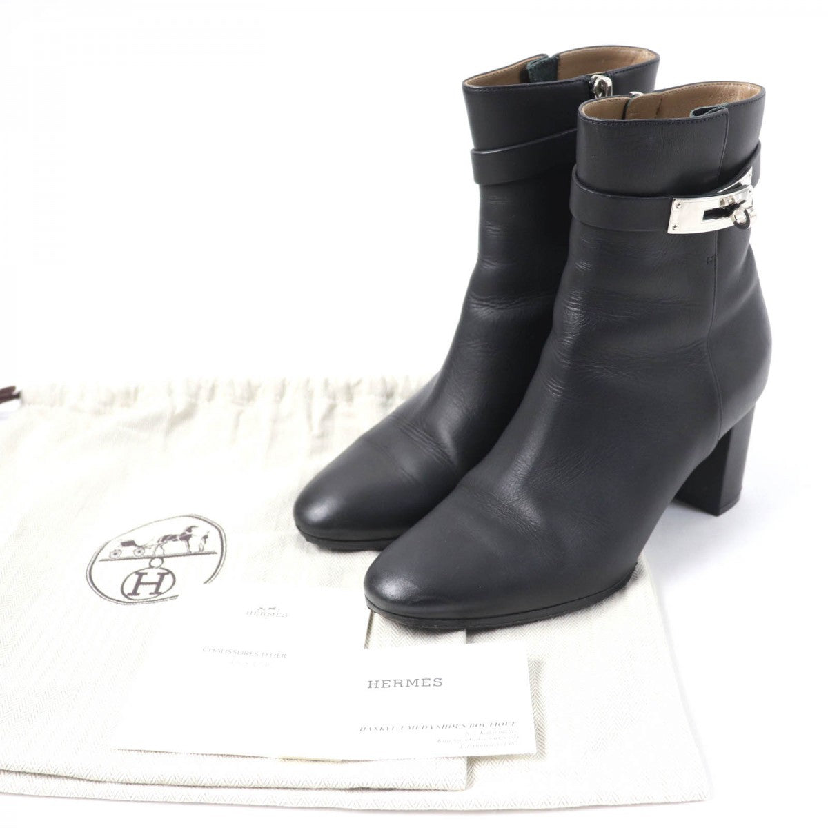 HERMES short boots Main: Leather black Saint Germain Women 36.5