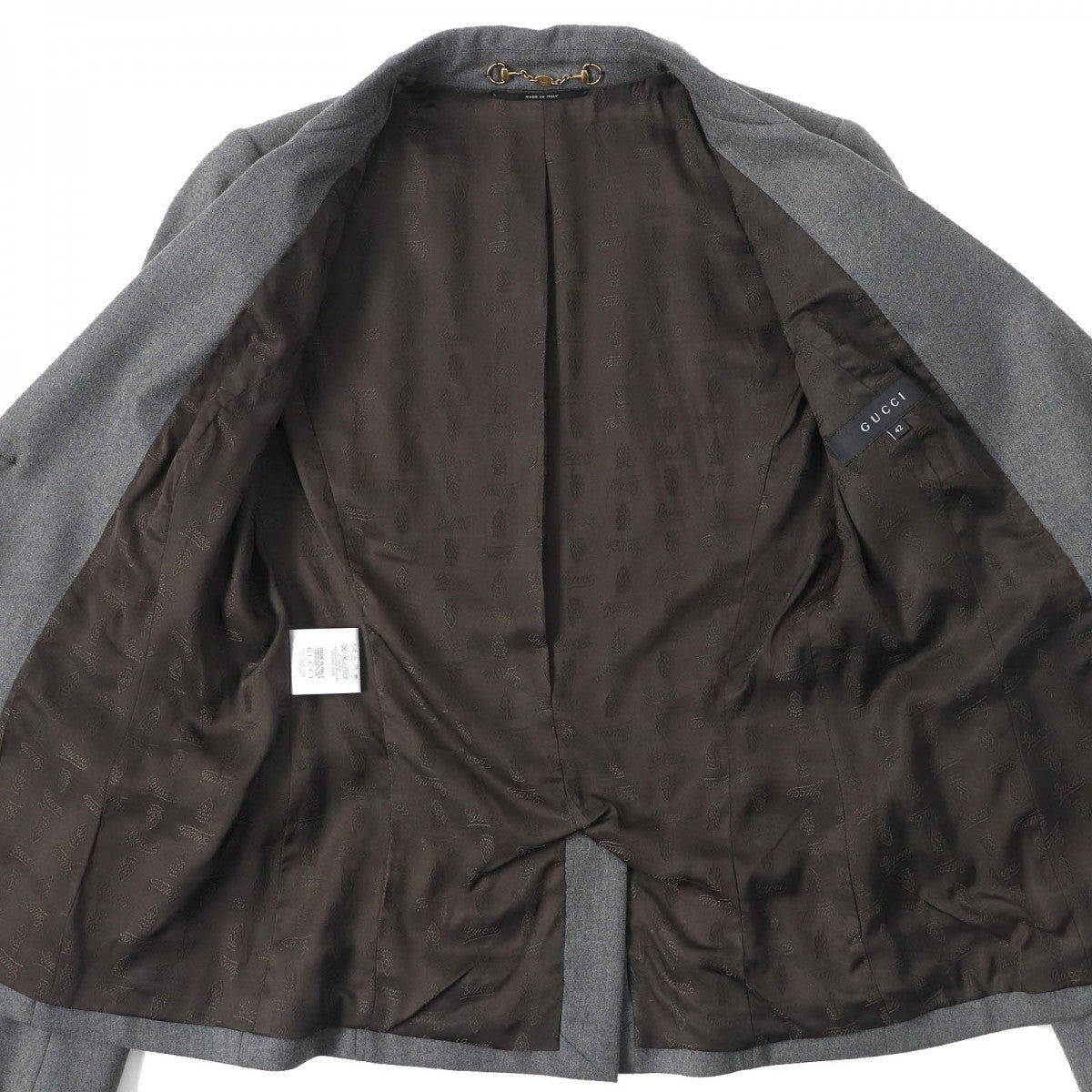 GUCCI tailored jacket Outer: 97% wool, Outer: 3% elastane (polyurethane), Lining: 90% cupra, Lining: 10% elastane (polyurethane) gray Women 42