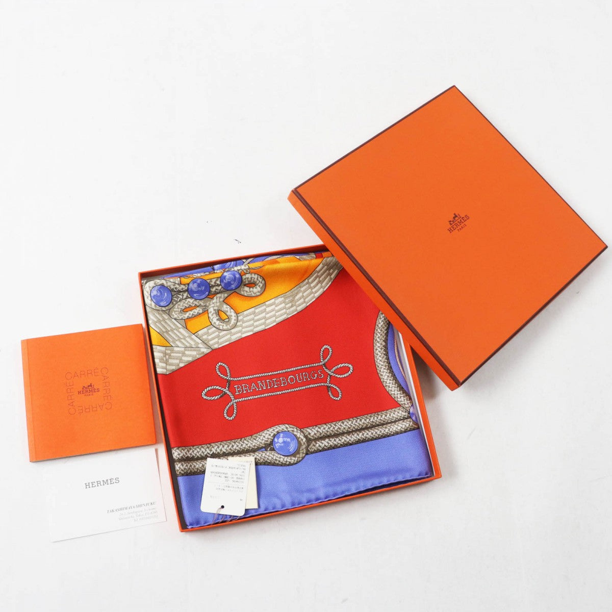 HERMES scarf silk blue Carre90 Galons et Brandebourgs