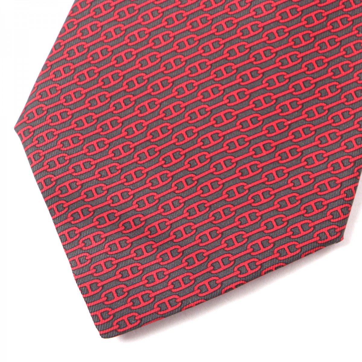 HERMES tie 5261 Main: 100% silk Rouge mens