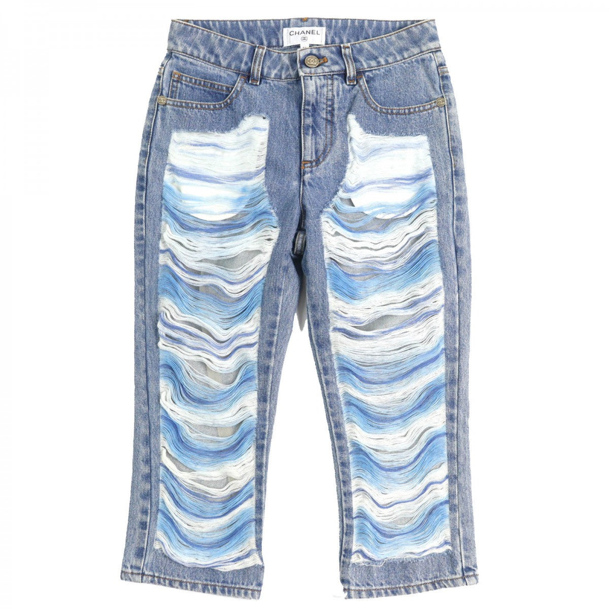 CHANEL Denim pants P60217V46019 Main: 100% cotton, Lining: 90% polyamide, Part: 65% polyester, Part: 35% cotton Indigo blue Women 34