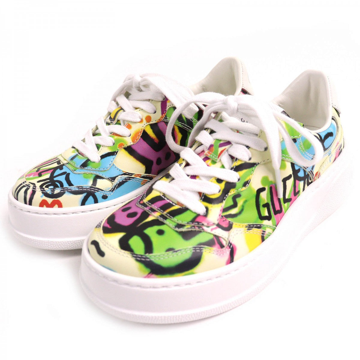 GUCCI sneakers 727847 leather multicolor Interlocking G Women 34 1/2