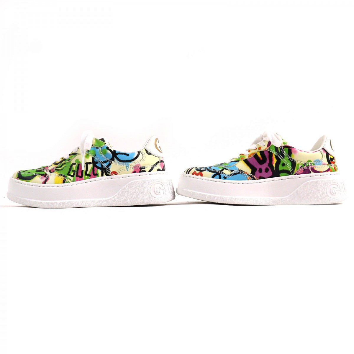 GUCCI sneakers 727847 leather multicolor Interlocking G Women 34 1/2