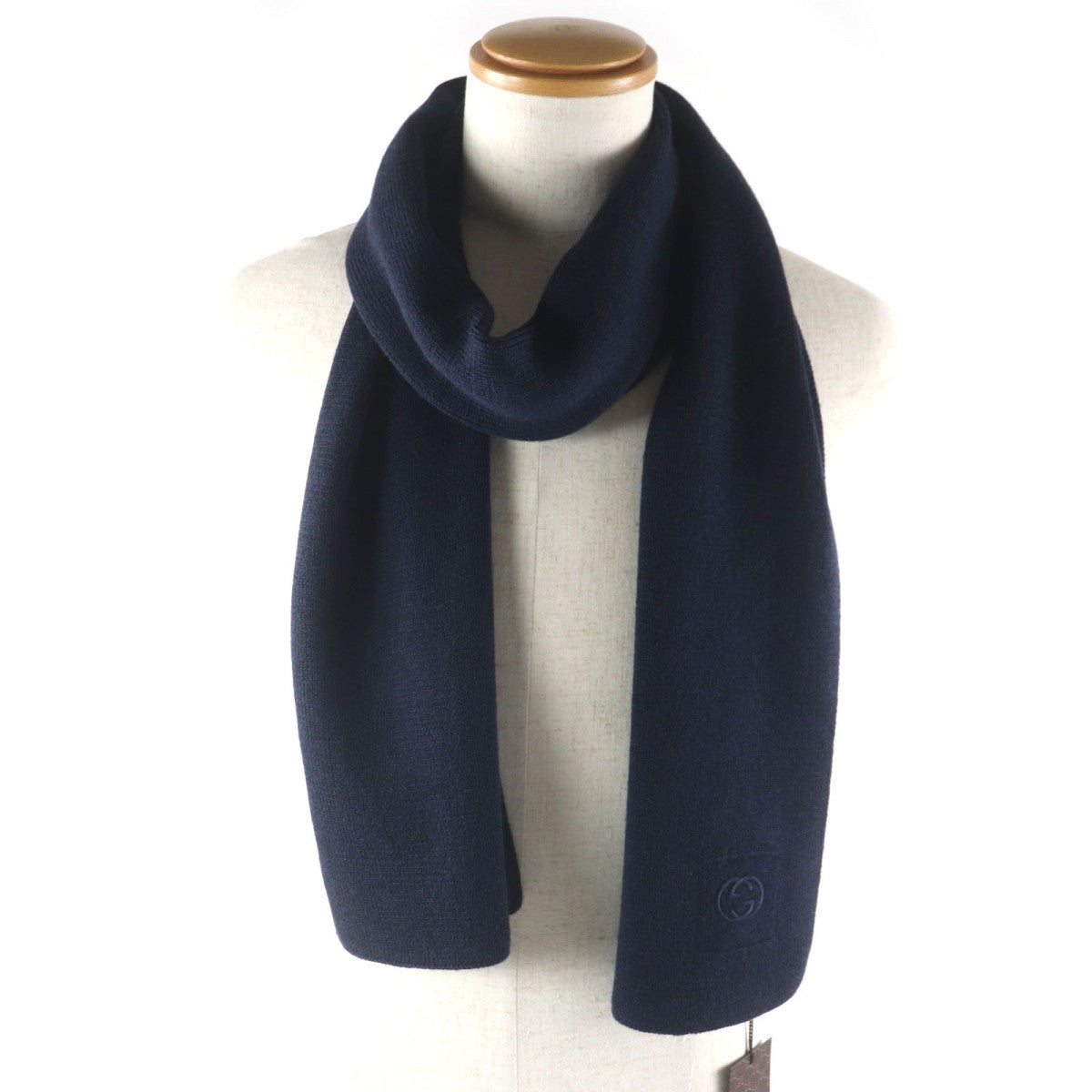 GUCCI Scarf 550601 Main: 100% wool Navy Interlocking G mens