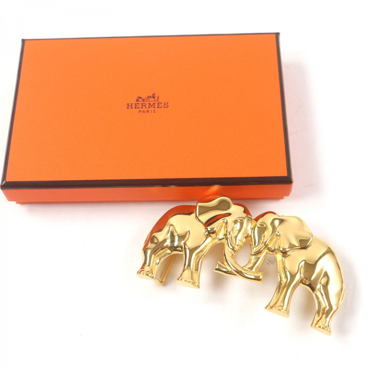 HERMES belt Gold Plated gold Belt buckle elephant mens(Unisex)