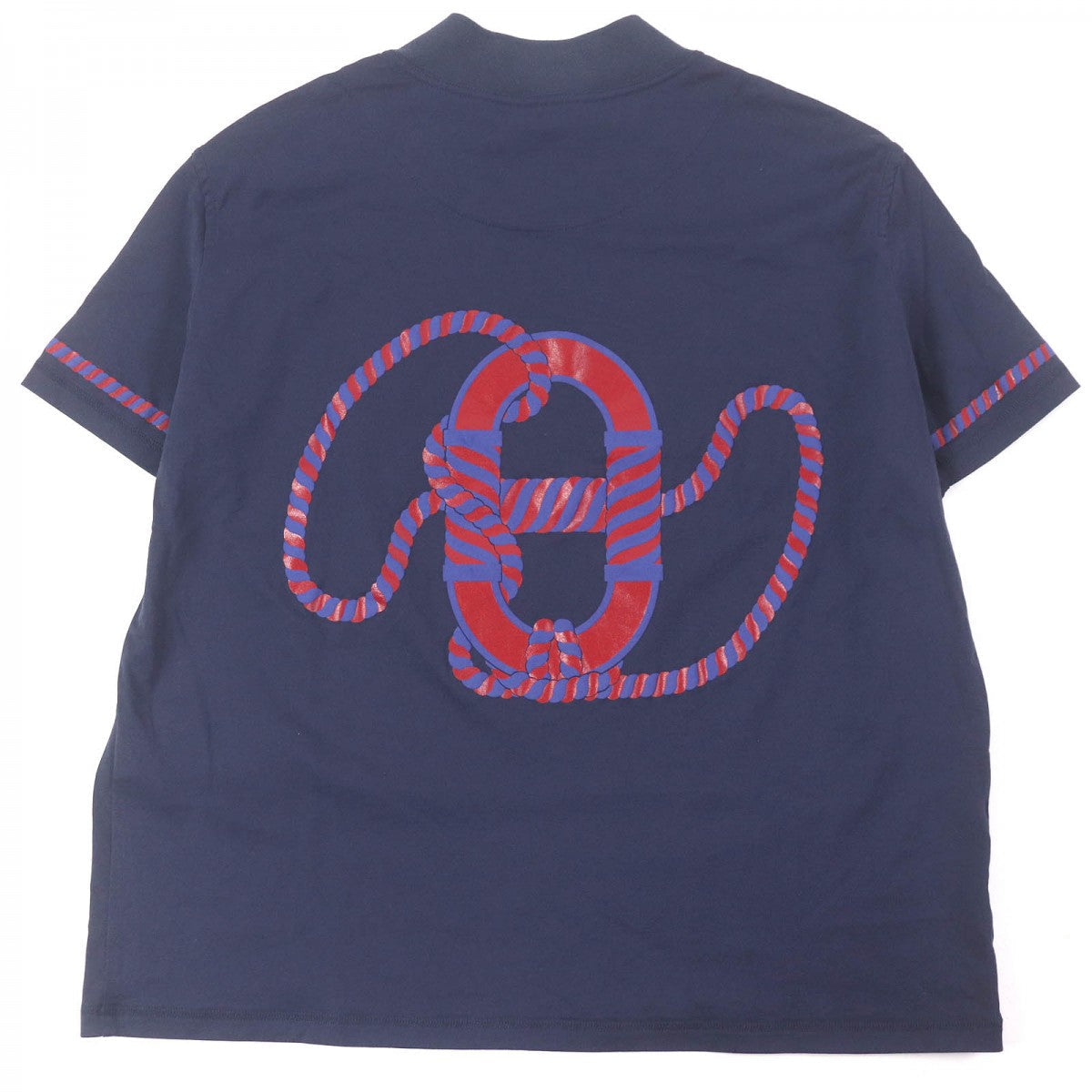 HERMES Short sleeve T-shirt 3E4621DL Main: 100% cotton, Part: 72% cotton, Part: 24% nylon, Main: 4% polyurethane Navy mens 34
