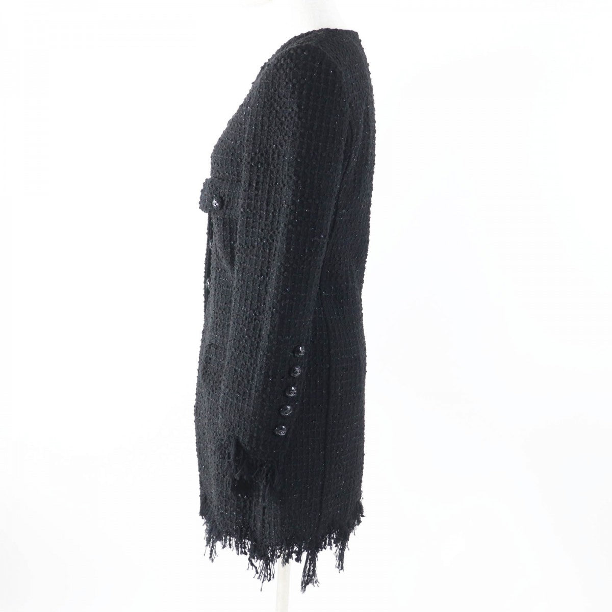 CHANEL coat 22C P71826 Main: 58% cotton, Main: 42% polyamide (nylon), Lining: 100% silk, Part: 100% cotton Black glitter Women 34