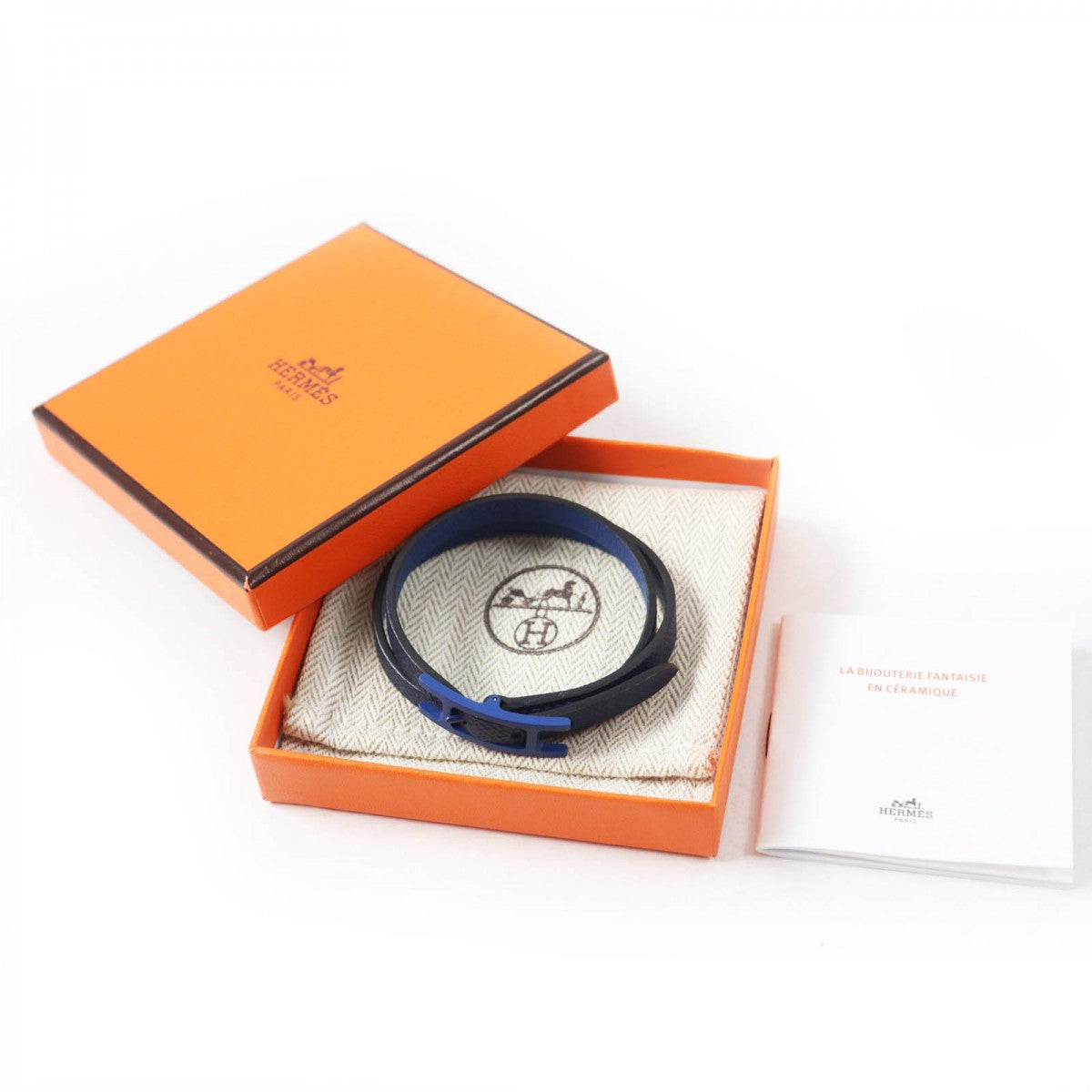 HERMES bracelet Main: Leather Navy Beapi de Bourtour Women