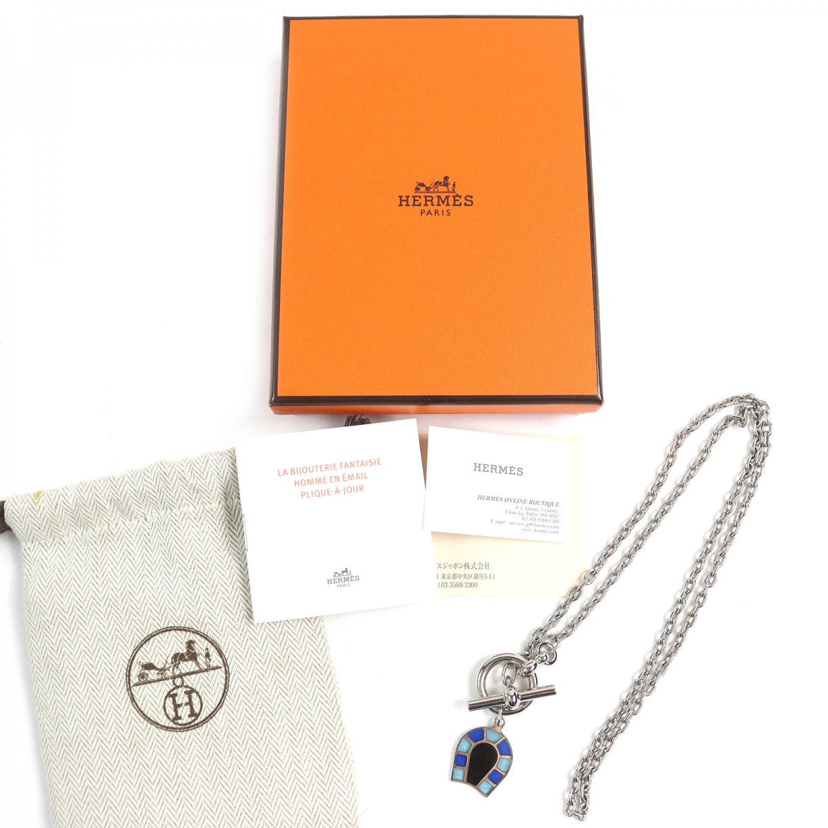 HERMES Necklace Main: enamel, part: palladium plated multicolor Necklace Helios Faire a Cheval Women