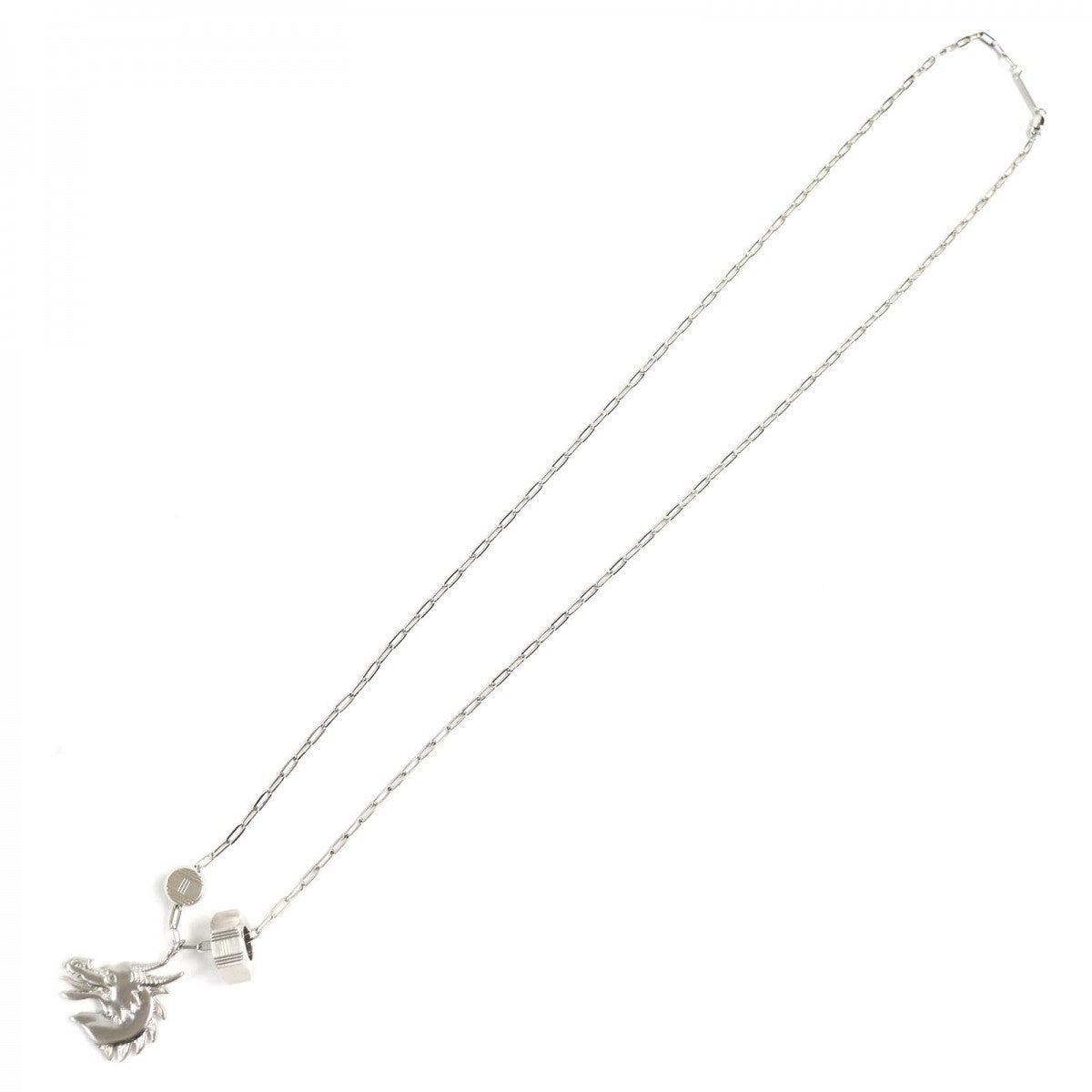 HERMES Necklace metal Silver Talisman dragon mens(Unisex)