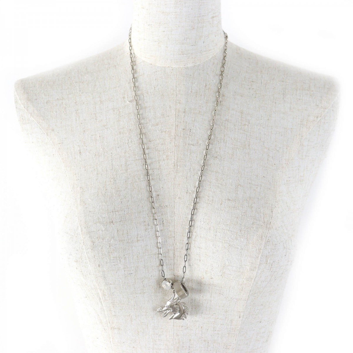 HERMES Necklace metal Silver Talisman dragon mens(Unisex)