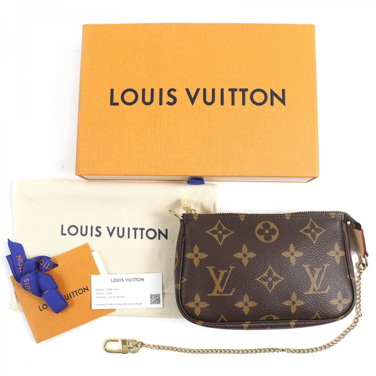 LOUIS VUITTON Pouch M58009 Main: Monogram canvas, Part: Tanned leather Brown Mini Pochette Accessoires Women