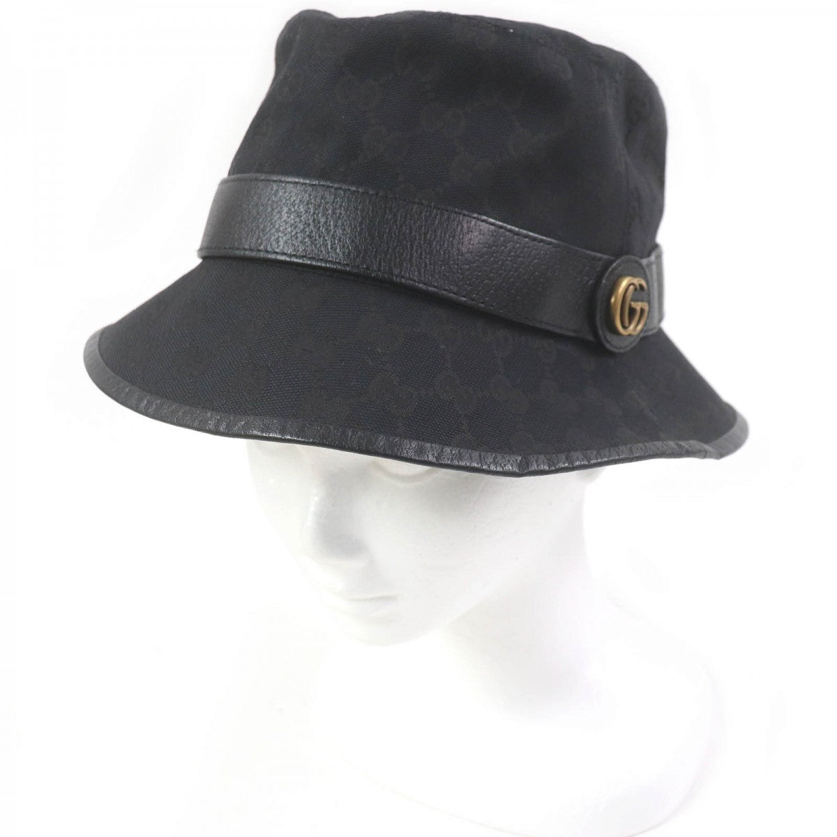 GUCCI hat 576587 Main: 68% polyester, Main: 16% cotton, Main: 16% nylon, Part: cowhide black mens