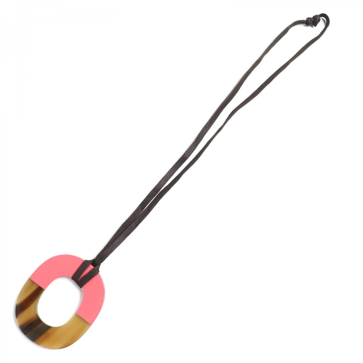 HERMES Necklace Main: Buffalo horn, Main: Lacquer Wood Beige Pink Ism Bicolor Women
