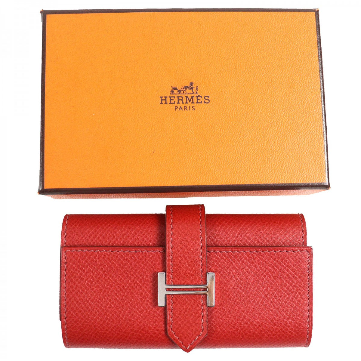 HERMES Key case Key holder  Epsom Red Bean Women
