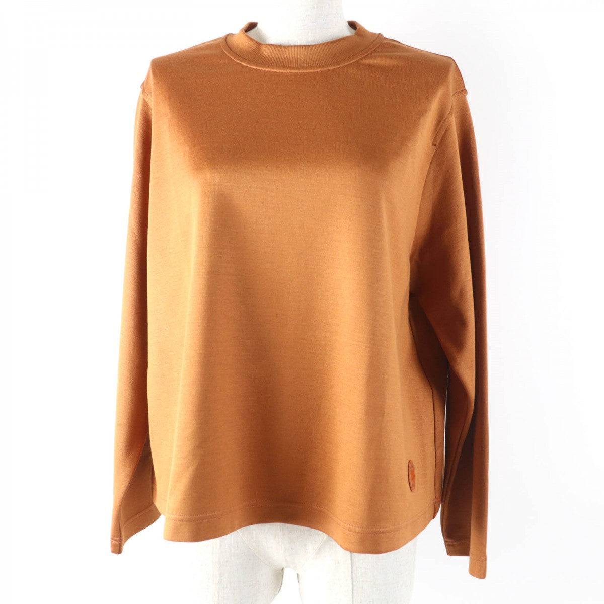 HERMES sweat Main: 51% cotton, Main: 40% silk, Main: 9% nylon, Part: 98% silk, Part: 2% polyurethane Brown type Women 34