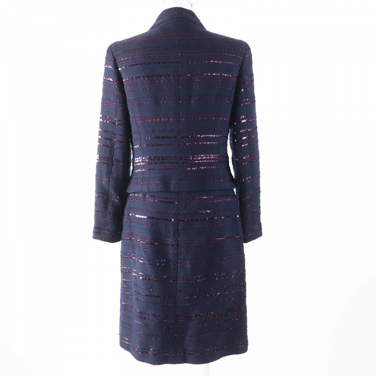 CHANEL setup 00A P16208 Main: 70% wool, Main: 22% PVC, Main: 8% cotton, Lining: 100% silk Navy Bordeaux Women 38