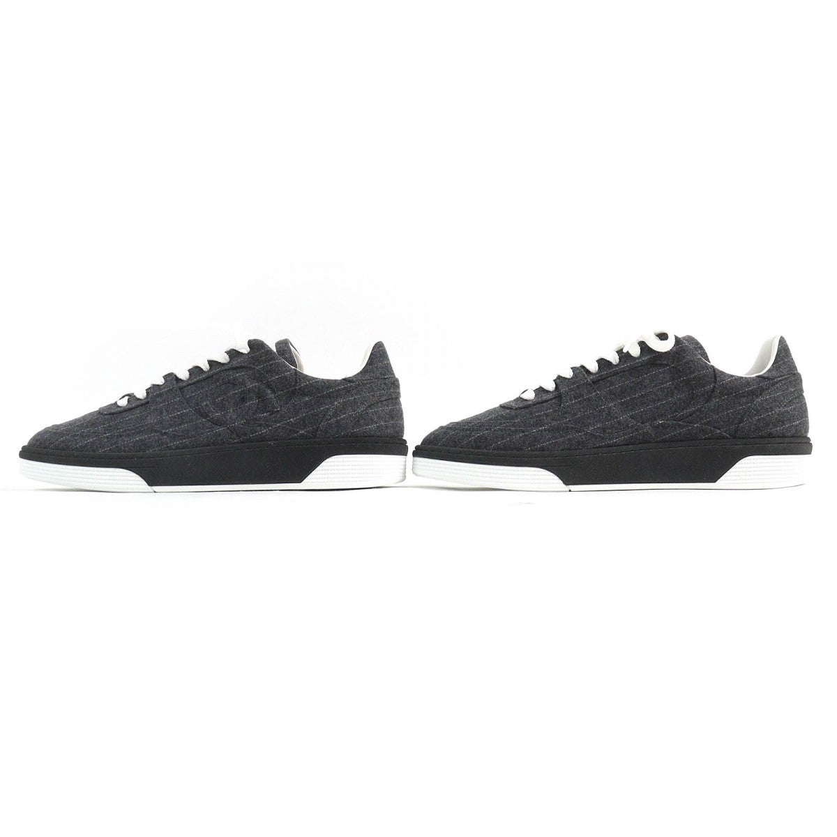CHANEL Low cut sneakers G46012 Wool, Mixed Fiber Charcoal gray mens 43