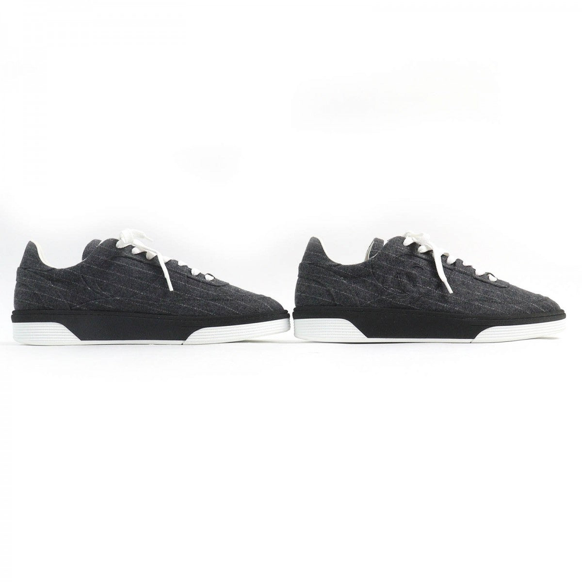 CHANEL Low cut sneakers G46012 Wool, Mixed Fiber Charcoal gray mens 43