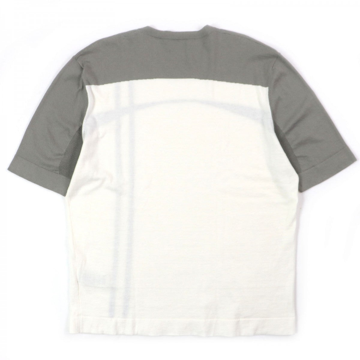 HERMES Short sleeve knit Main: 85% cotton, Main: 15% cashmere Gray white mens L