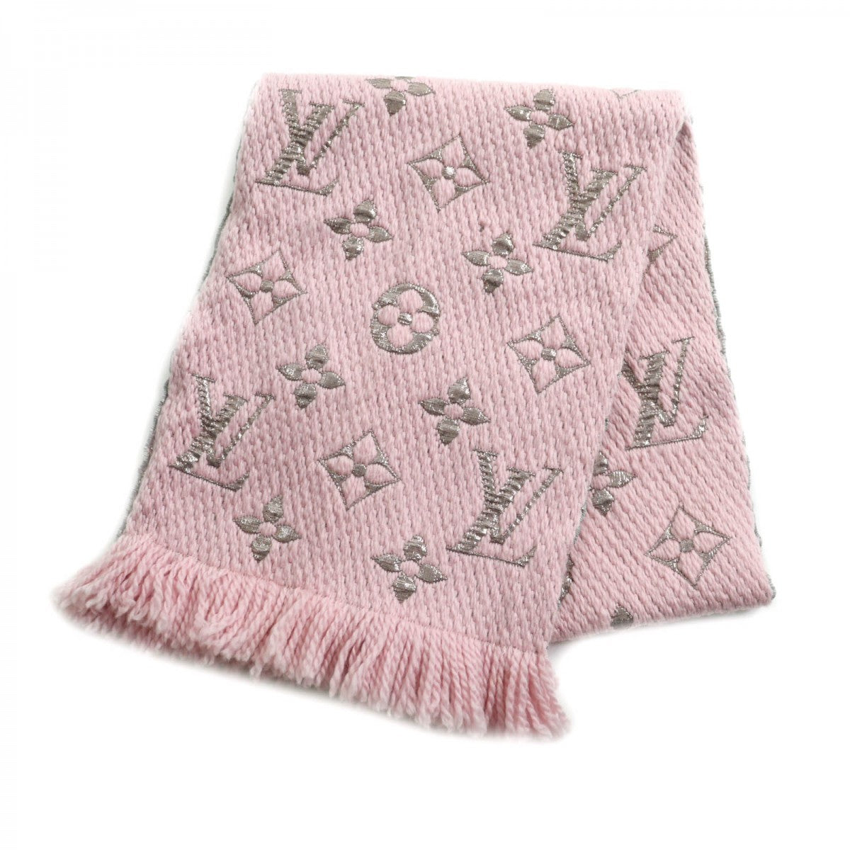 LOUIS VUITTON Scarf M70466 Main: 95% wool, Main: 73% silk, Main: 2% polyester Rose valerine Logo mania Women