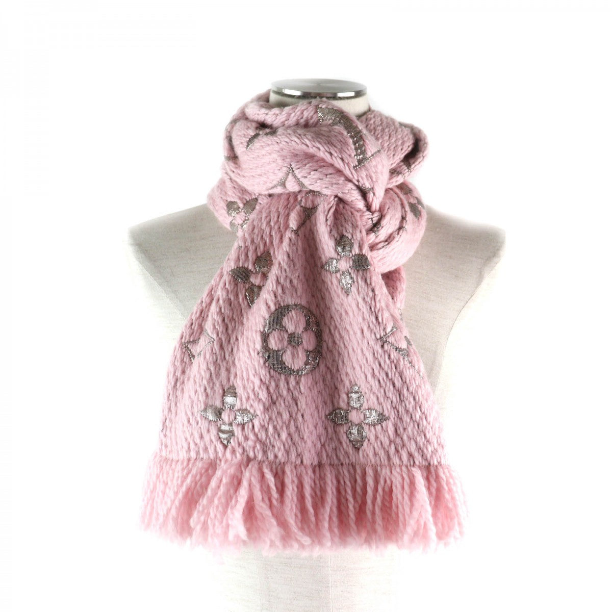 LOUIS VUITTON Scarf M70466 Main: 95% wool, Main: 73% silk, Main: 2% polyester Rose valerine Logo mania Women