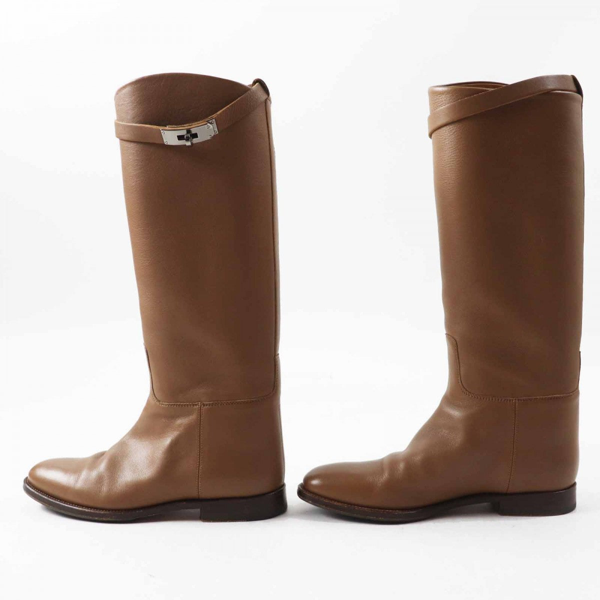 HERMES Knee-high boots Main: Leather Brown Women 37.5