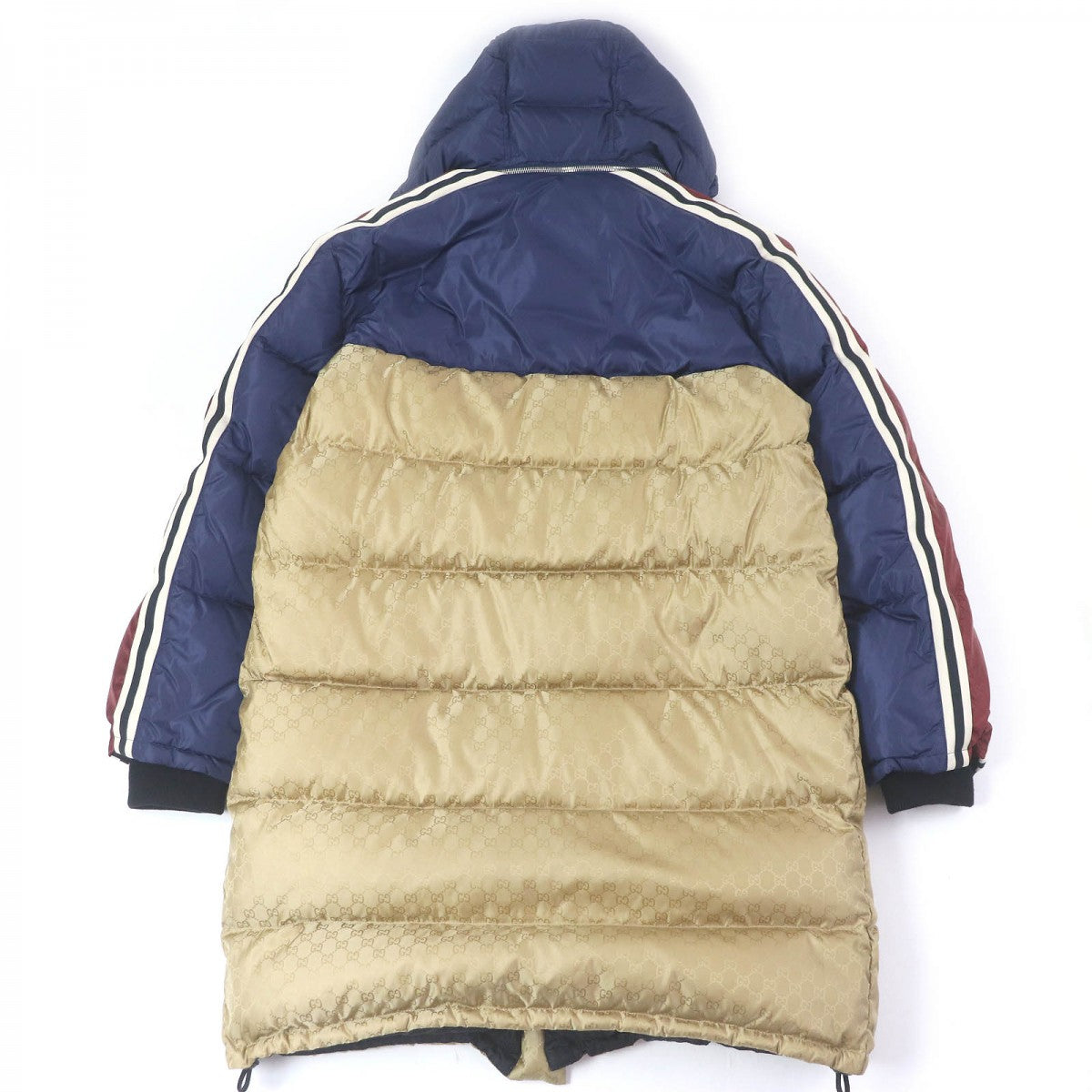GUCCI down coat 590744 Main: 100% nylon, some: 70% cotton, some: 28% rayon, some: 2% elastane (polyurethane), some: 55% polyester, some: 100% nylon 100% cotton Bordeaux Blue Gold mens 50