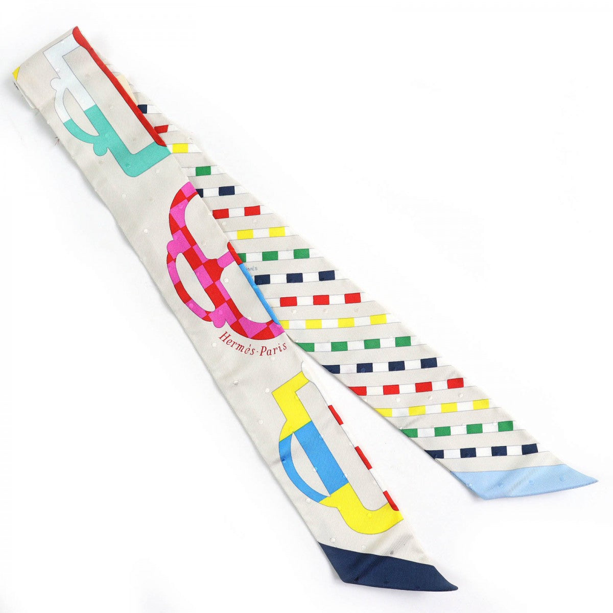 HERMES scarf Main: 100% silk Crayon/Blue/Rouge BOVCLERIE MODERNE Modern buckle Women