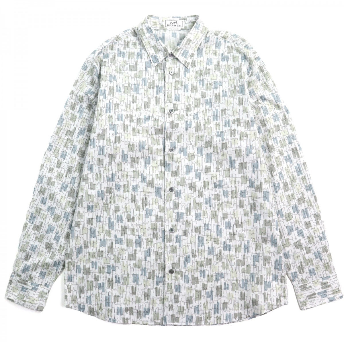 HERMES Long sleeve shirt 366500HD Main: 100% cotton Khaki type mens 41