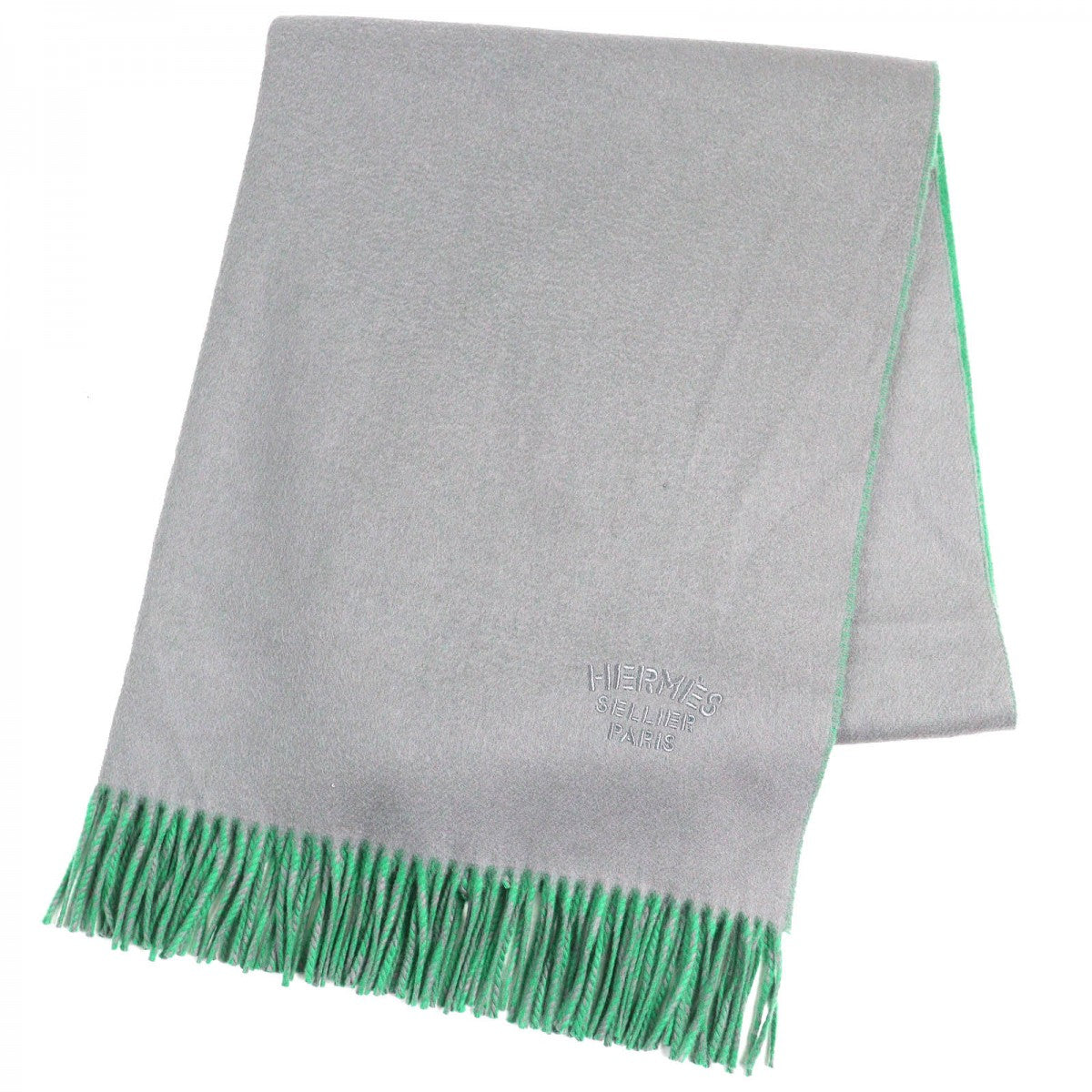 HERMES shawl Main: 100% cashmere Gray green Women
