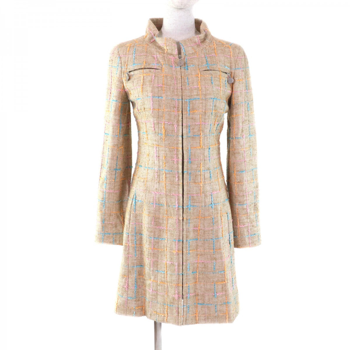 CHANEL coat 01P P17594 Outer: 83% viscose (rayon), Outer: 17% cotton, Lining: 100% silk beige Women 34
