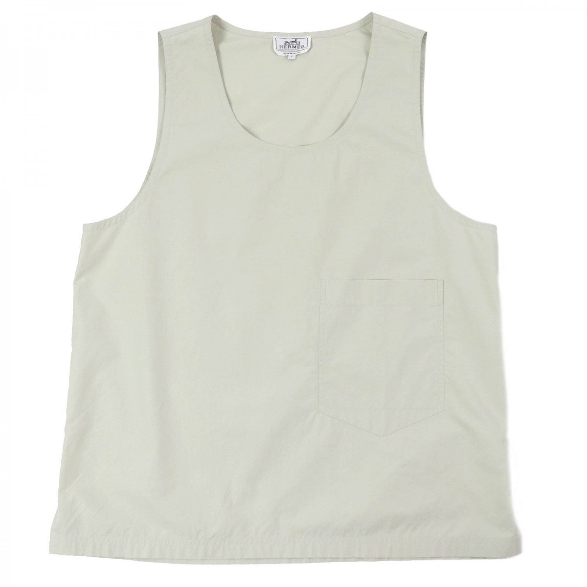 HERMES Cut Main: 100% cotton Green type mens L