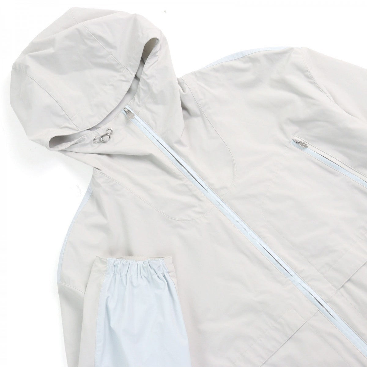 HERMES Nylon jacket Main: 80% nylon, Main: 20% polyurethane, Part: 100% cotton Light gray light blue mens 50