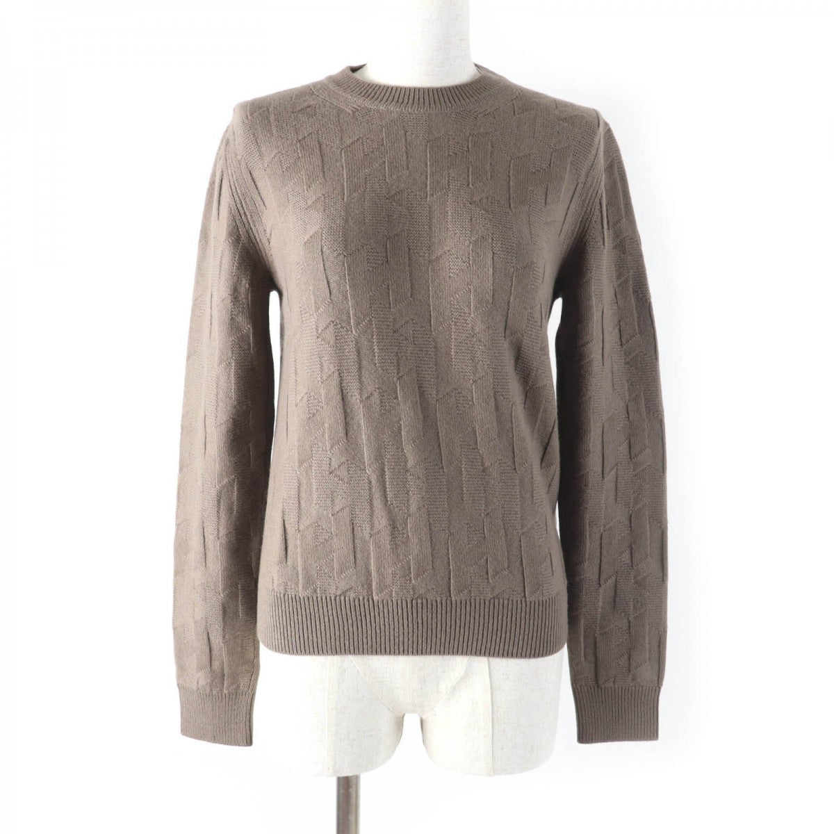 HERMES knit 3H2617D4 Main: 100% wool Brown Women 36