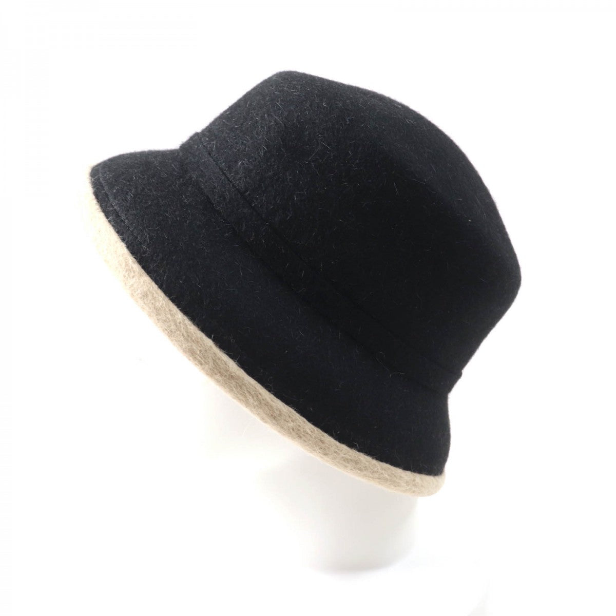 HERMES hat Main: 100% wool Black beige Women 56