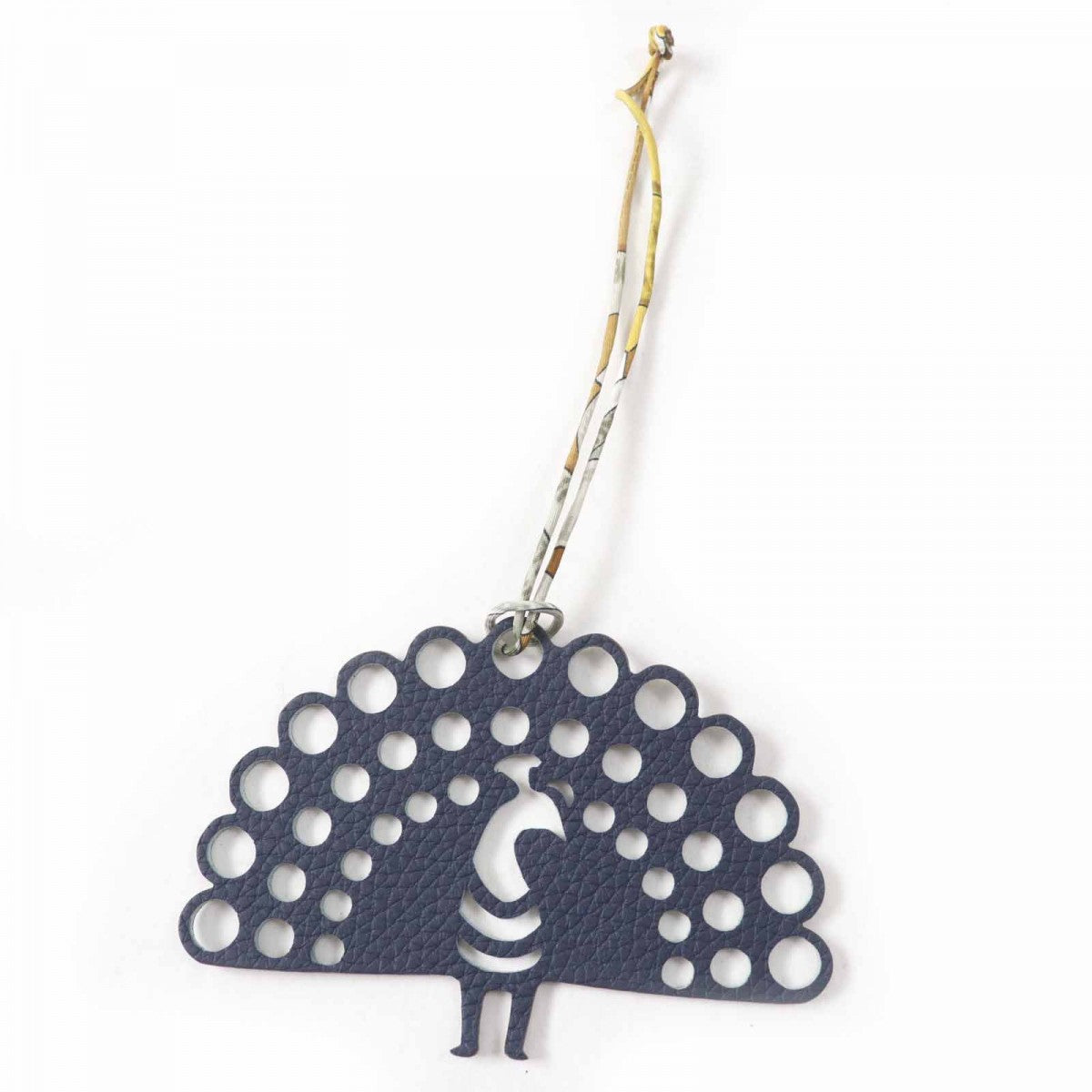 HERMES Bag charm leather Navy Petit h petit ash Peacock Women