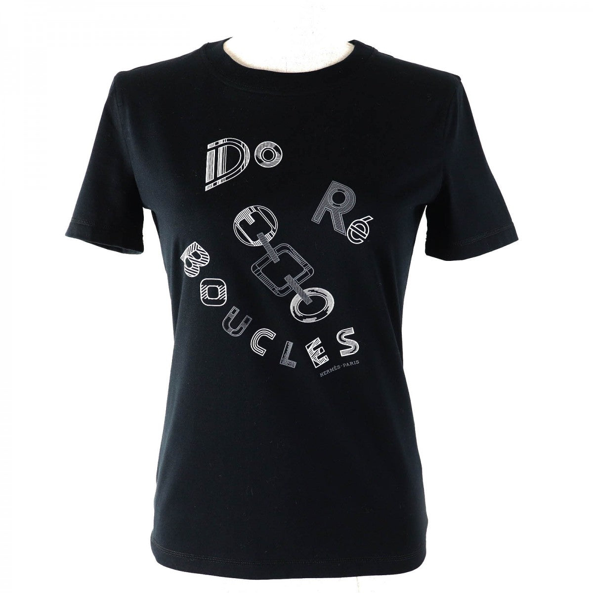 HERMES Short sleeve T-shirt 3H4611DL Main: 100% cotton black Do Re Boucles Women 34