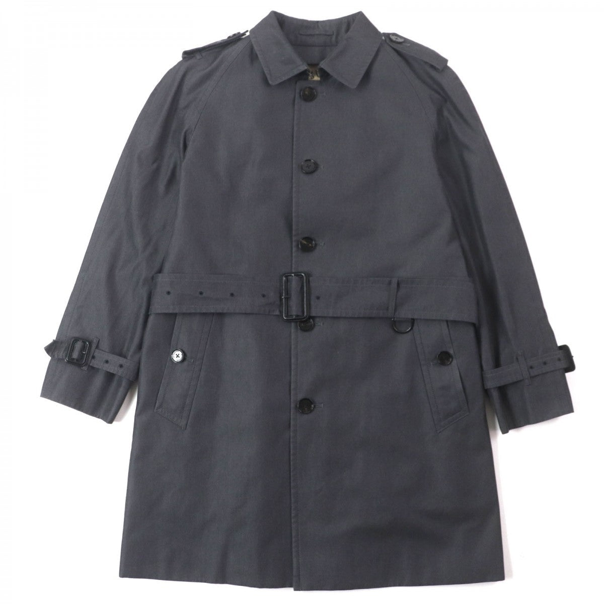 BURBERRY LONDON trench coat Main: 100% cotton, Leather part: cowhide, Lining: cotton, Sleeve lining: polyester, Liner: 100% wool Dark gray mens M