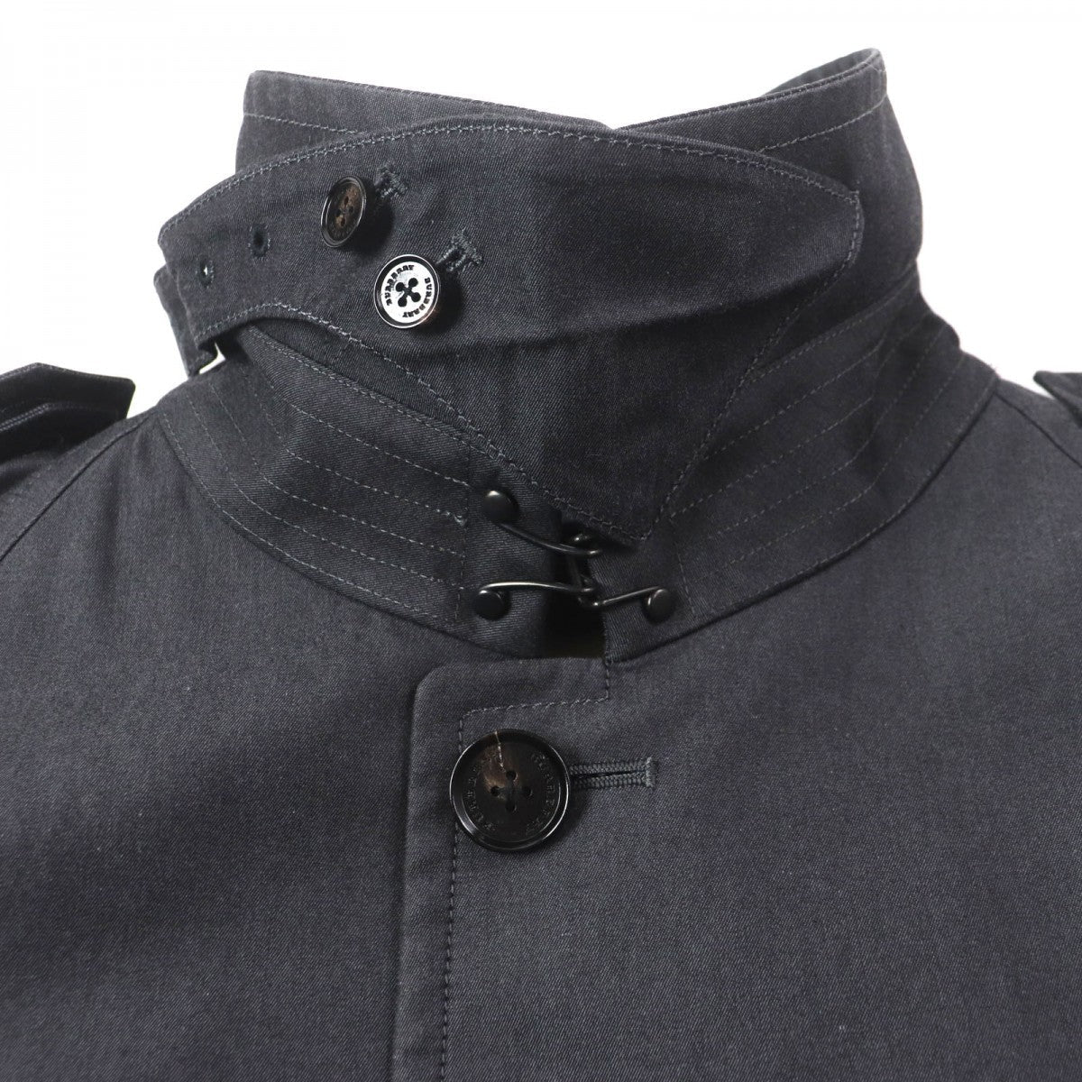 BURBERRY LONDON trench coat Main: 100% cotton, Leather part: cowhide, Lining: cotton, Sleeve lining: polyester, Liner: 100% wool Dark gray mens M
