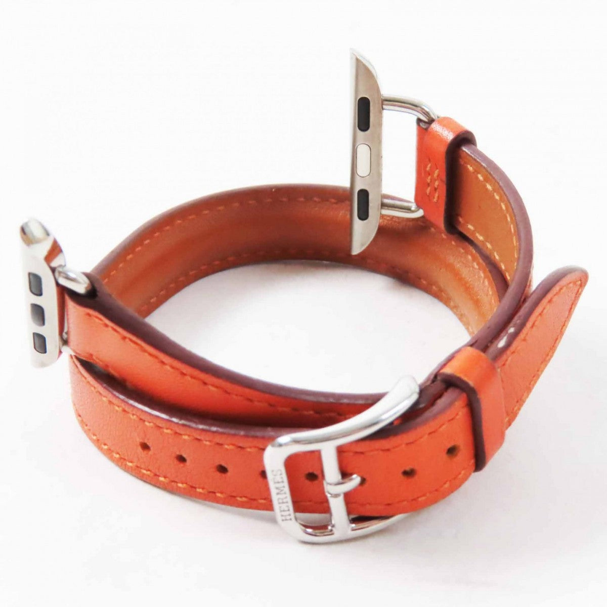 HERMES Other miscellaneous goods Main: Leather Orange Apple Watch Straps Double Tour Attour 1.6" Women(Unisex)