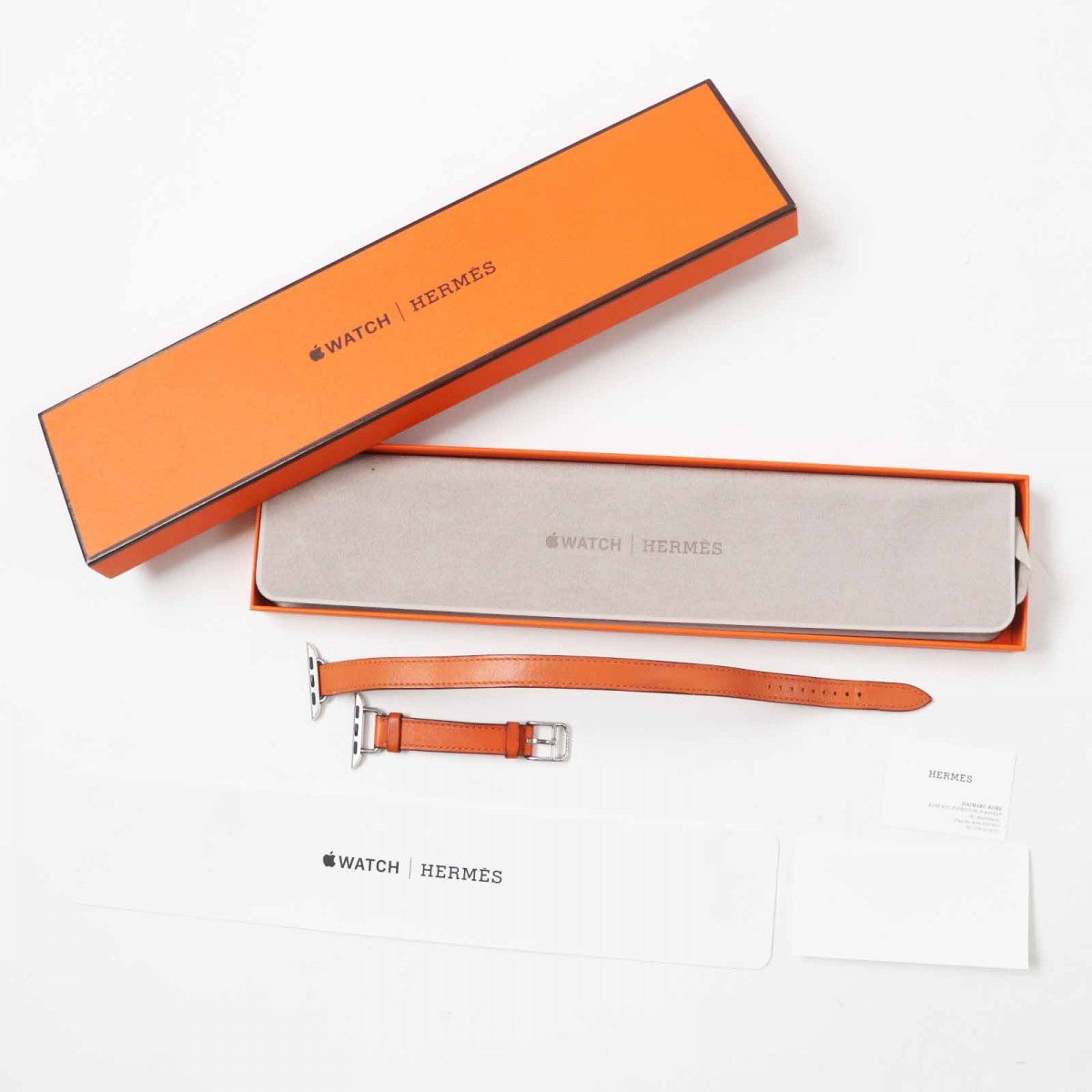 HERMES Other miscellaneous goods Main: Leather Orange Apple Watch Straps Double Tour Attour 1.6" Women(Unisex)