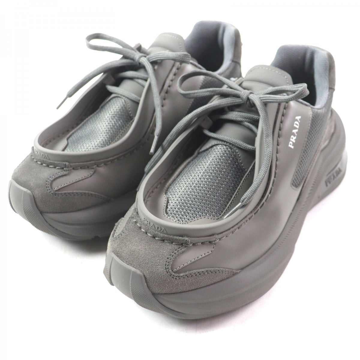 PRADA sneakers 2EG424 Main: Leather, Main: Suede leather, Main: Mesh gray SYSTEM mens 6