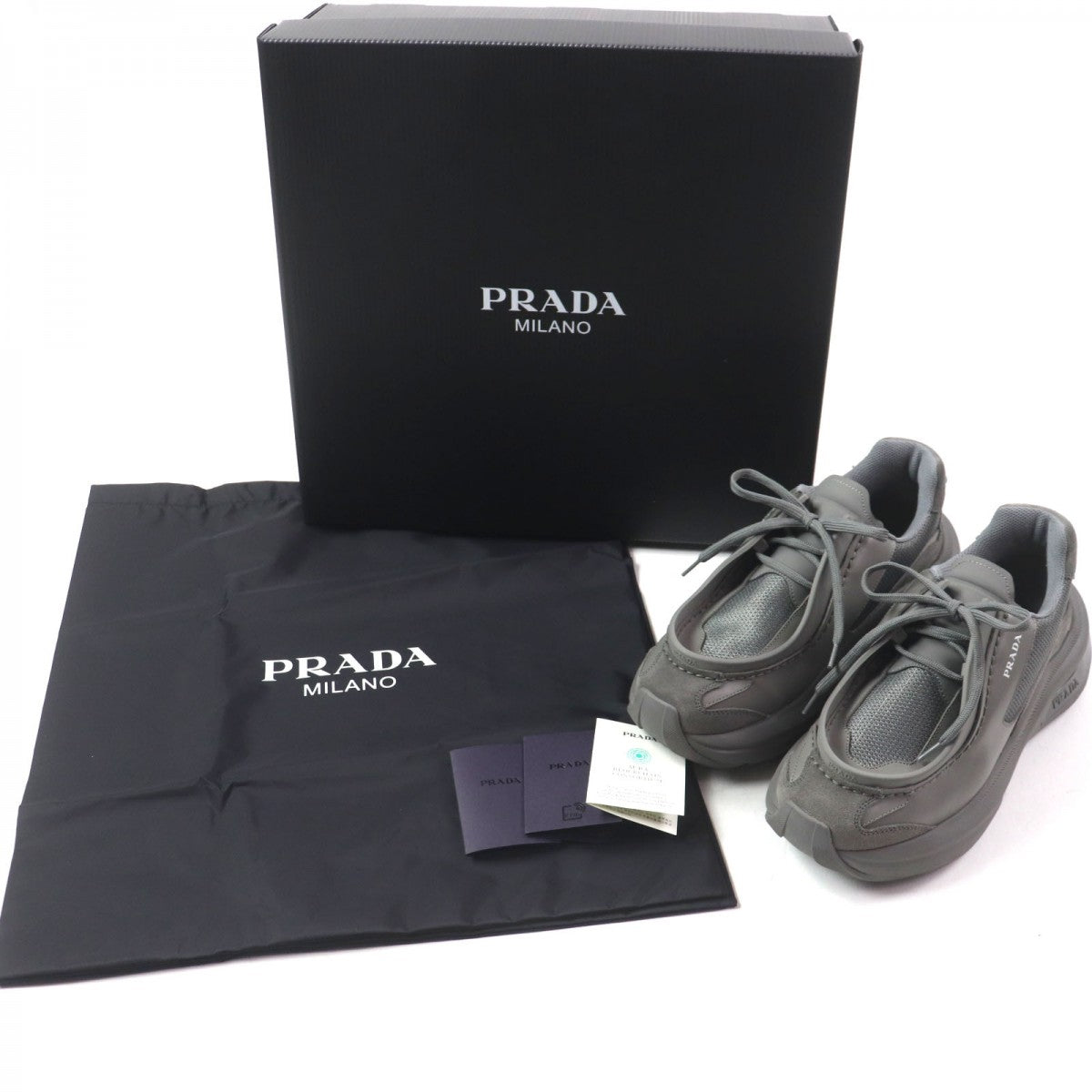 PRADA sneakers 2EG424 Main: Leather, Main: Suede leather, Main: Mesh gray SYSTEM mens 6