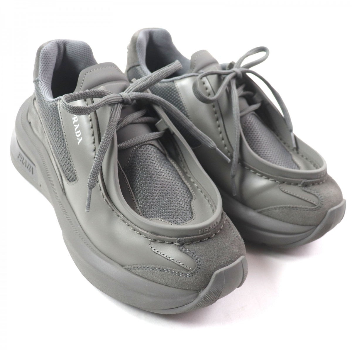 PRADA sneakers 2EG424 Main: Leather, Main: Suede leather, Main: Mesh gray SYSTEM mens 6