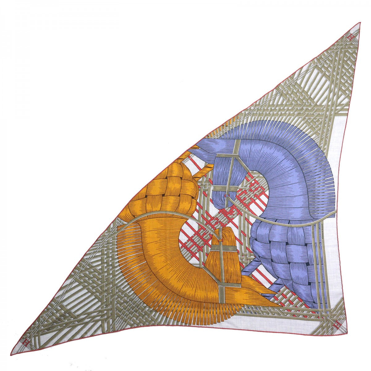 HERMES Stall Main: 70% cashmere, Main: 30% silk Blue Lavande / Miel / Gris Cine Triangle Jean Masan & Masan Women