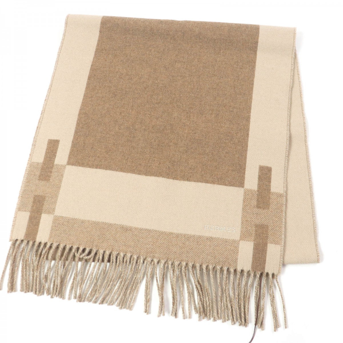 HERMES Scarf Main: 100% cashmere beige H Passant mens