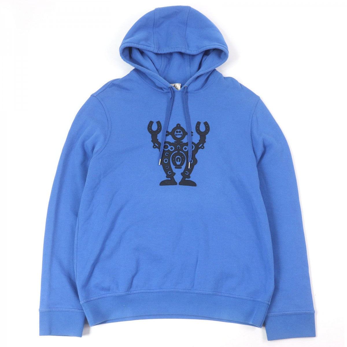 HERMES Hoodie Main: 100% cotton, Part: Sheepskin, Part: 90% cotton, Part: 10% polyurethane, Part: 100% cotton blue Falier mens XL