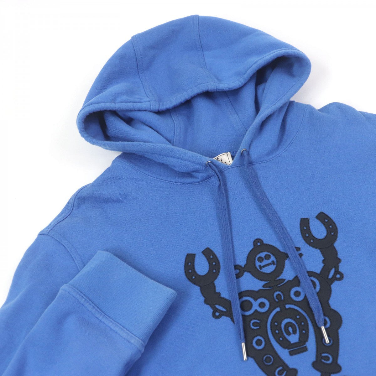 HERMES Hoodie Main: 100% cotton, Part: Sheepskin, Part: 90% cotton, Part: 10% polyurethane, Part: 100% cotton blue Falier mens XL